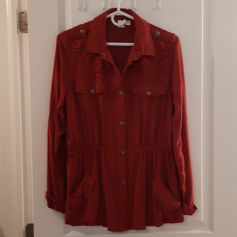 Button up long sleeve shirt.